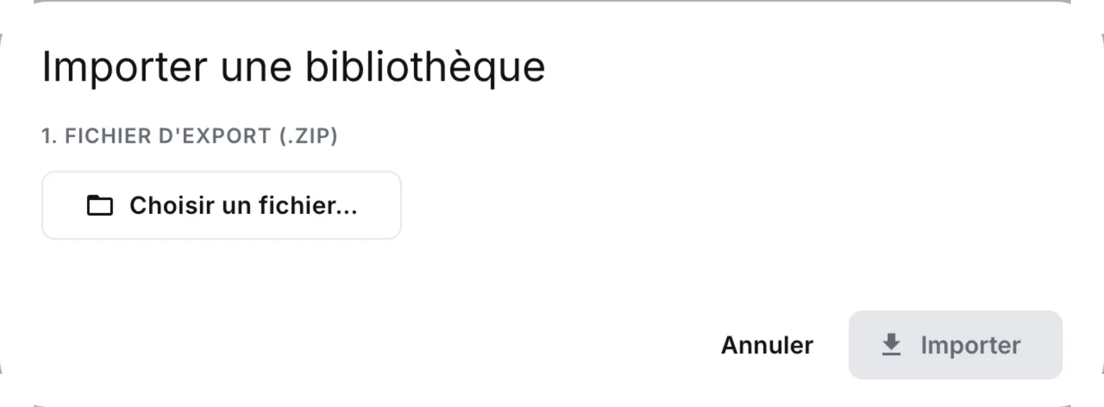 L'import d'une bibliothèque depuis une archive .zip.